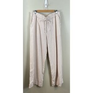 A New Day Women's XL Linen Blend Striped Wide Leg Dress Pants Coastal Casual